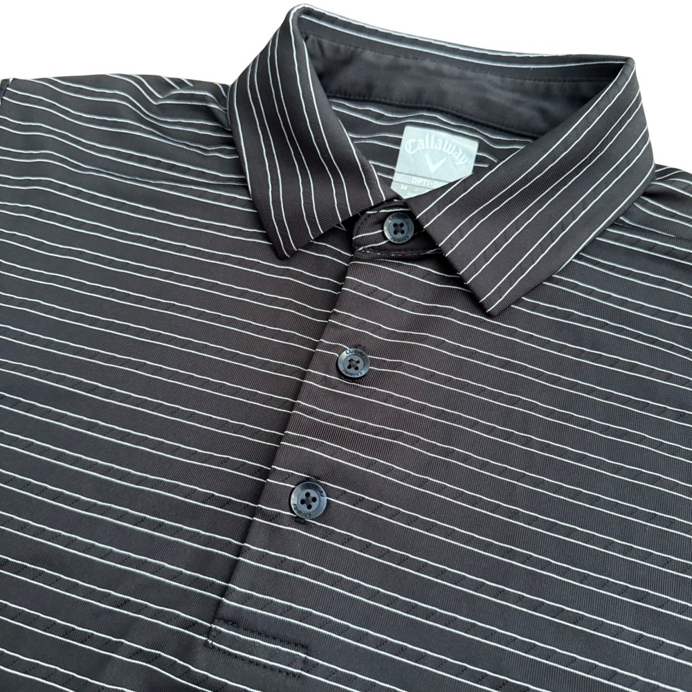 Callaway‎ Mens Opti-Dri Striped Golf Polo Shirt Black White Size Medium SU30387